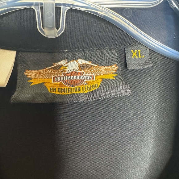 Vintage 2003 Harley Davidson Button Down Short Sleeve Bowler Shirt Flames Eagle - Picture 4 of 11